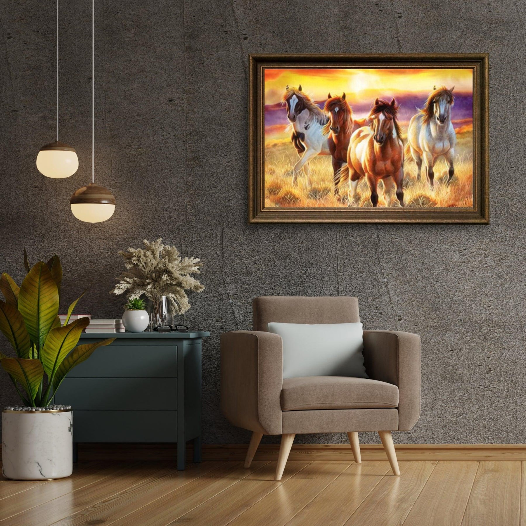 Diamond Painting Wunderschöne Pferde auf einem Feld - SEOS Shop ®