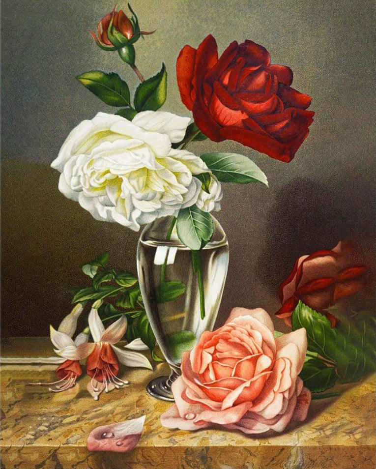 Diamantmalerei Rosen in einer Glasvase - SEOS Shop ®