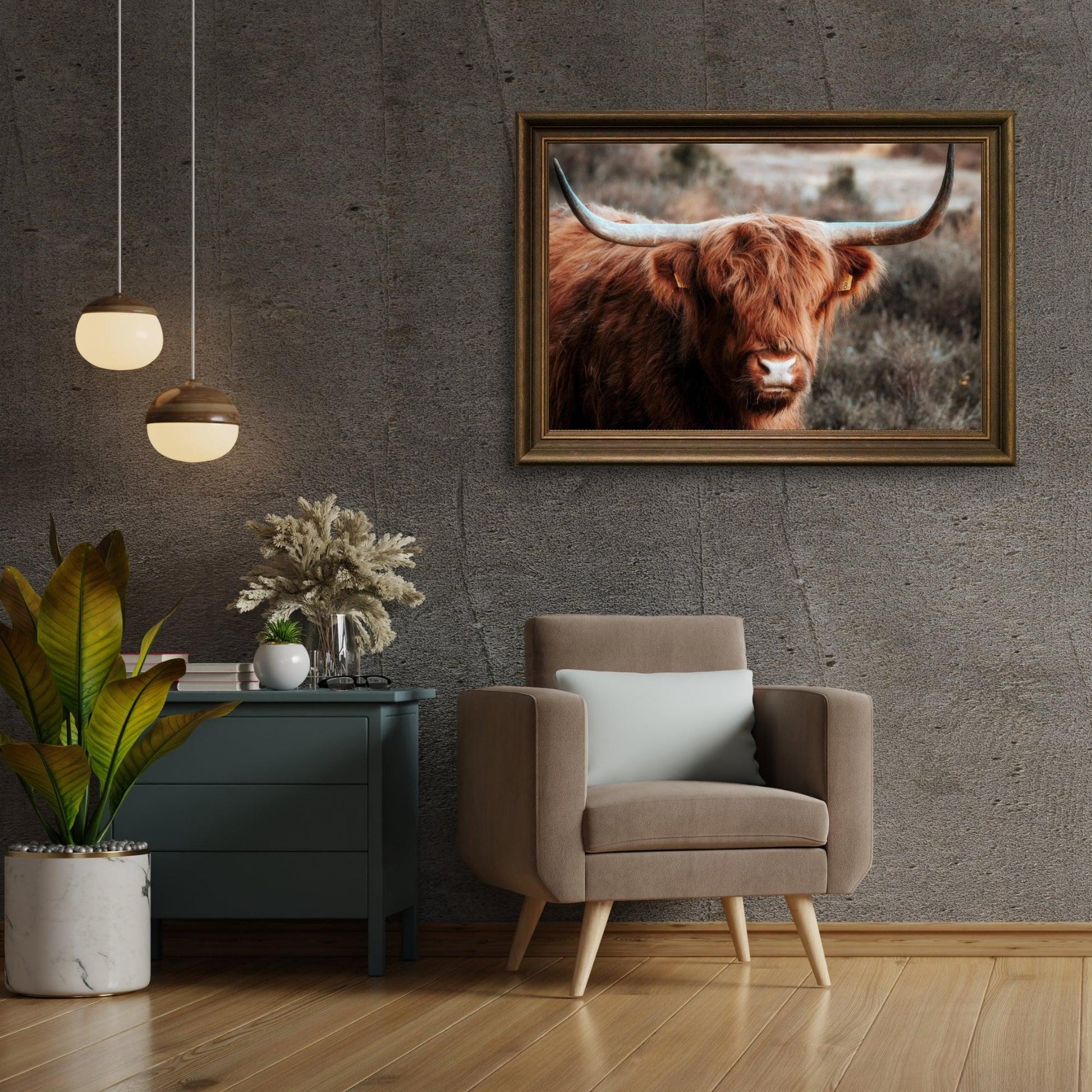 Diamond Painting Scottish Highlander - Neugieriger Scottish Highlander in den Bergen - SEOS Shop ®
