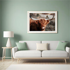 Diamond Painting Scottish Highlander - Neugieriger Scottish Highlander in den Bergen - SEOS Shop ®