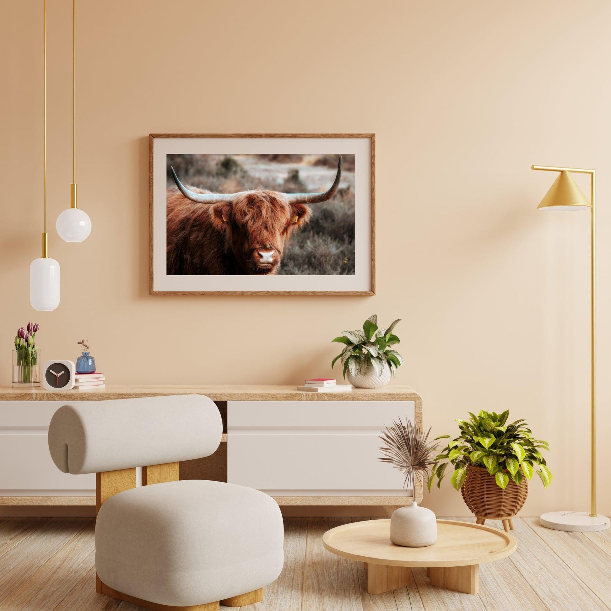 Diamond Painting Scottish Highlander - Neugieriger Scottish Highlander in den Bergen - SEOS Shop ®