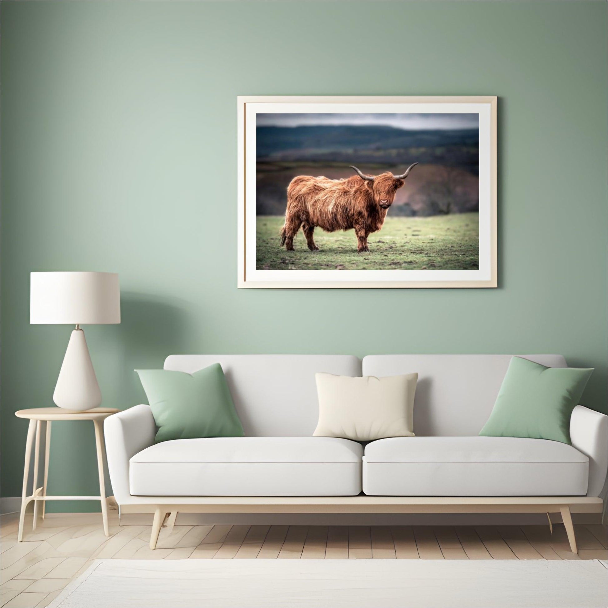 Diamond Painting Scottish Highlander - Schottischer Hochlandrinder grast in der Landschaft von Südwales - SEOS Shop ®