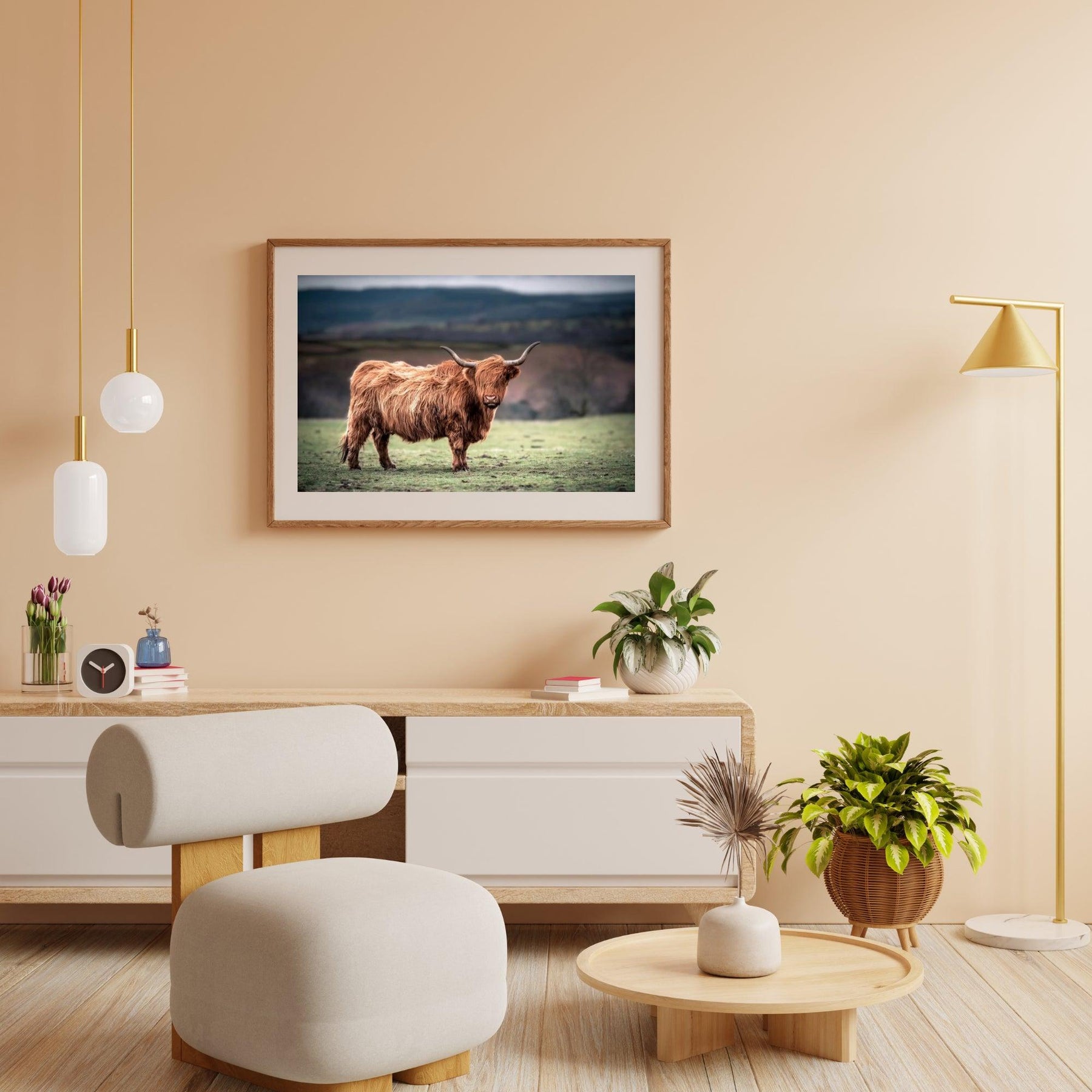Diamond Painting Scottish Highlander - Schottischer Hochlandrinder grast in der Landschaft von Südwales - SEOS Shop ®