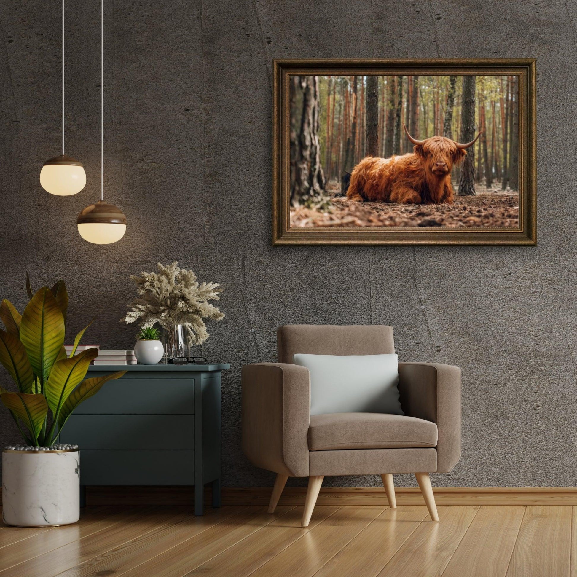 Diamond Painting Scottish Highlander - Scottish Highlander liegt im Wald - SEOS Shop ®