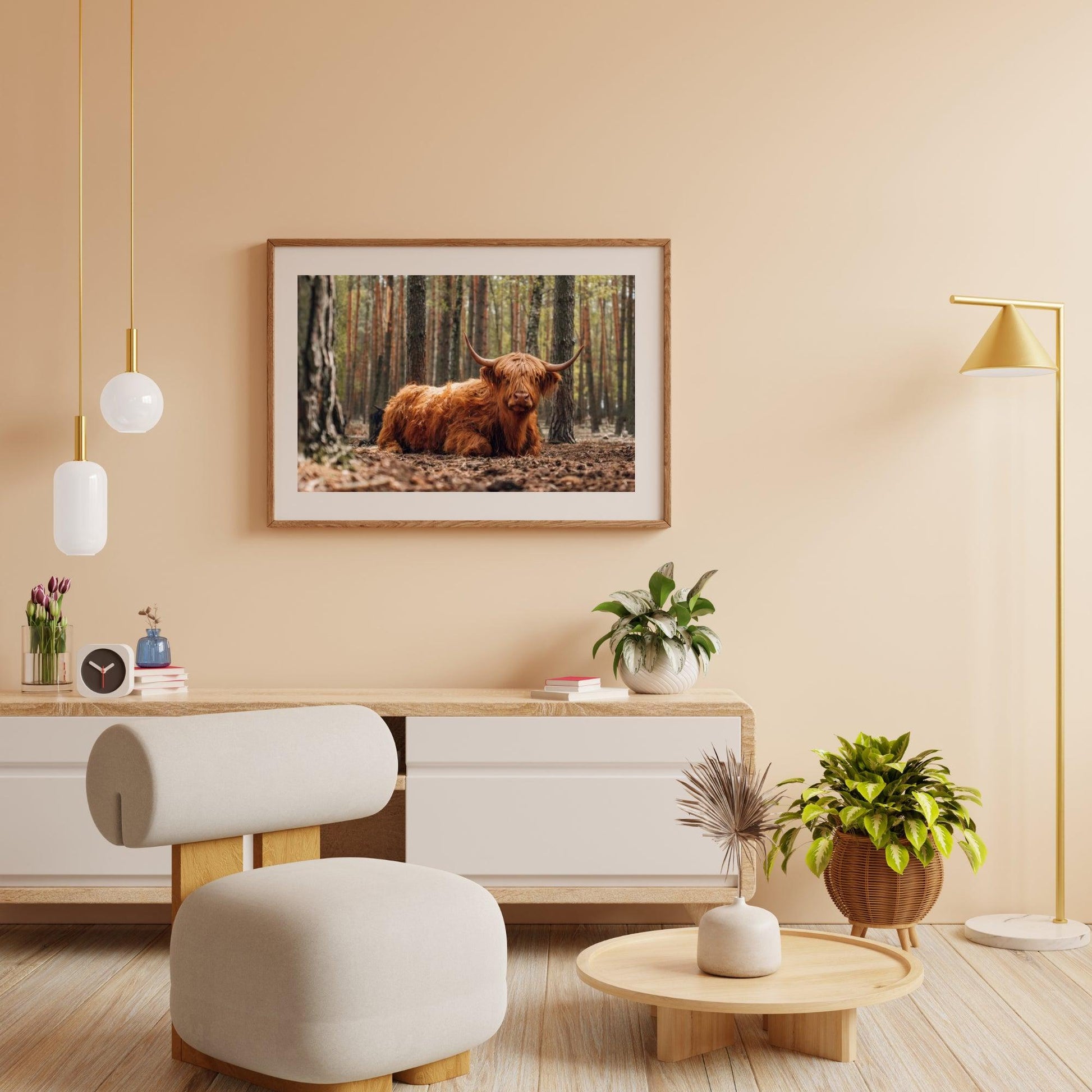 Diamond Painting Scottish Highlander - Scottish Highlander liegt im Wald - SEOS Shop ®
