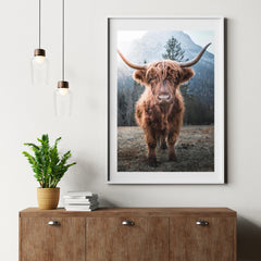 Diamond Painting Scottish Highlander - Scottish Highlander auf einer gefrorenen Wiese in den italienischen Bergen - SEOS Shop ®