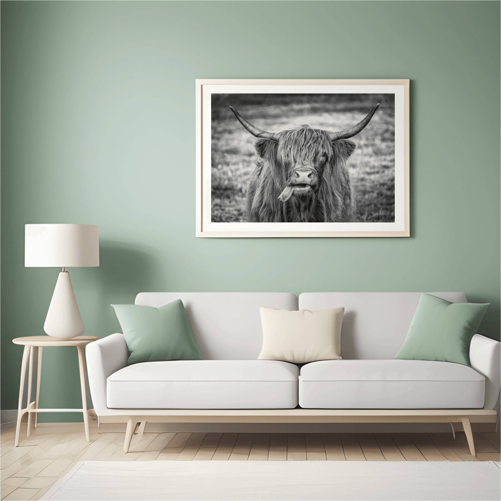 Diamond Painting Scottish Highlander - Schwarz-Weiß-Bild eines Scottish Highlander - SEOS Shop ®
