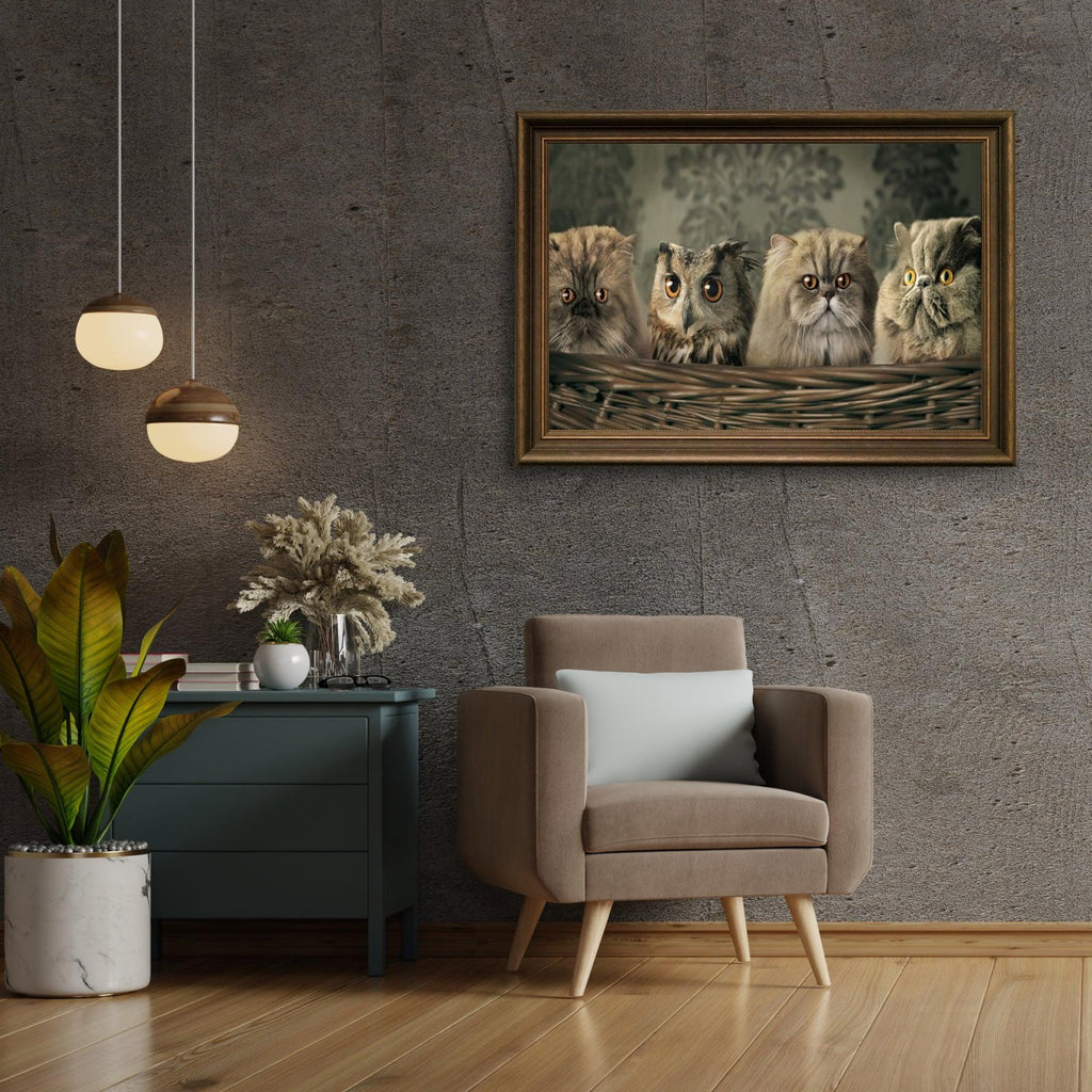 Diamond Painting Eule und Katzen im Korb - SEOS Shop ®