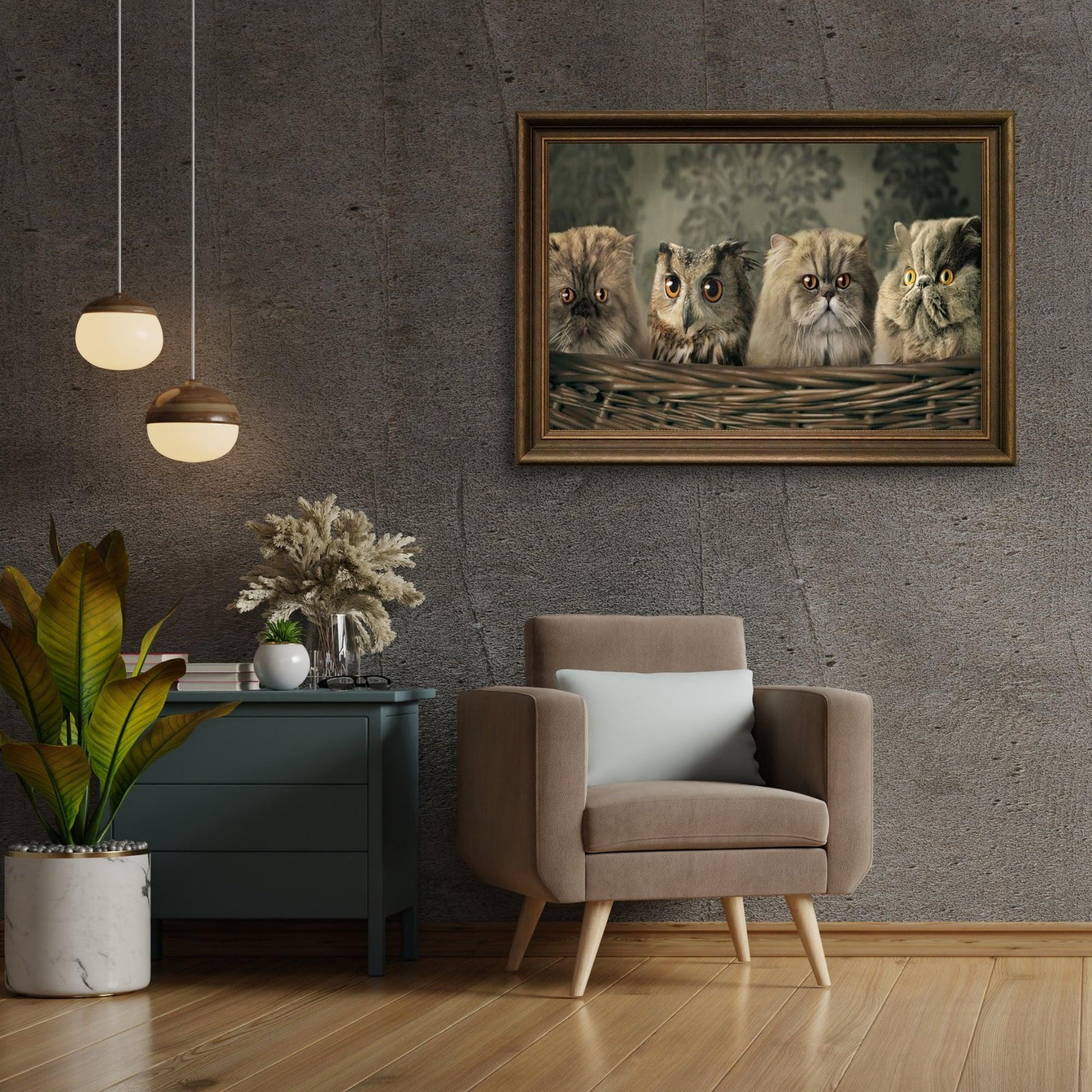 Diamond Painting Eule und Katzen im Korb - SEOS Shop ®