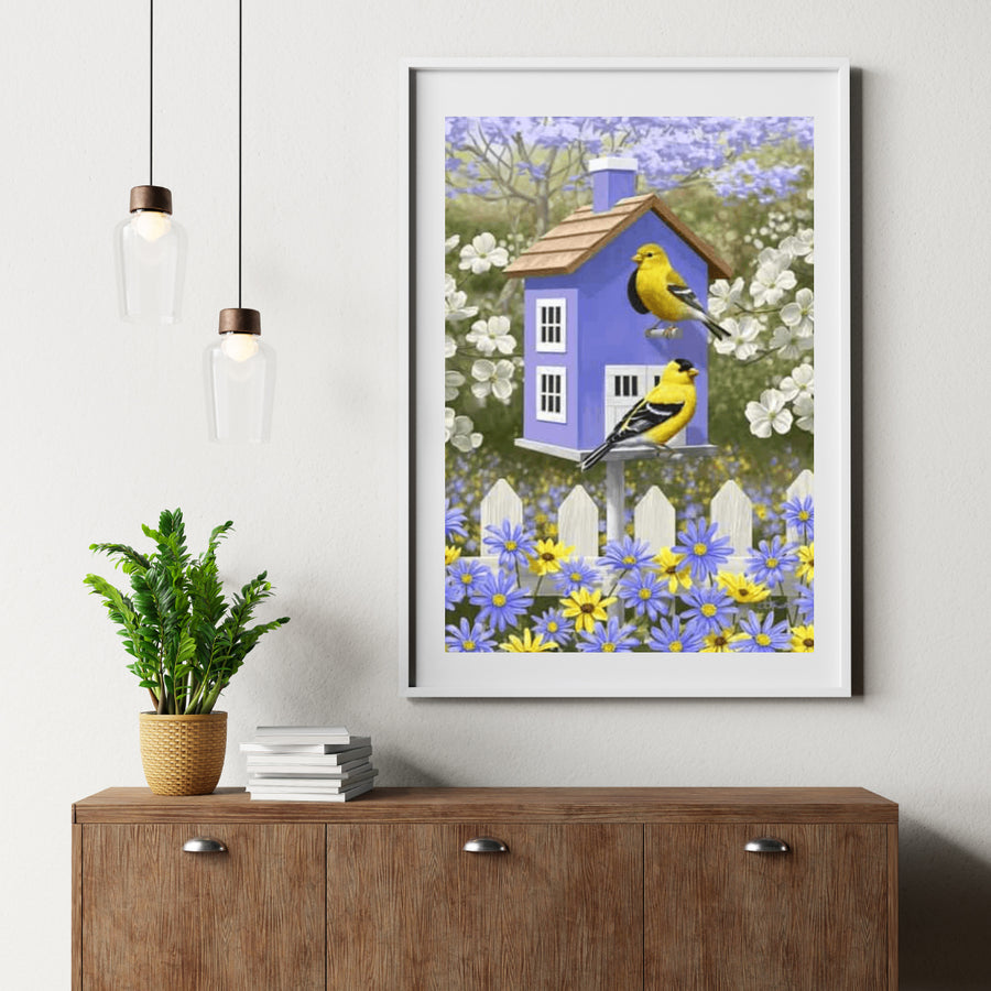 Diamantmalerei Vogel im Blumengarten - SEOS Shop ®