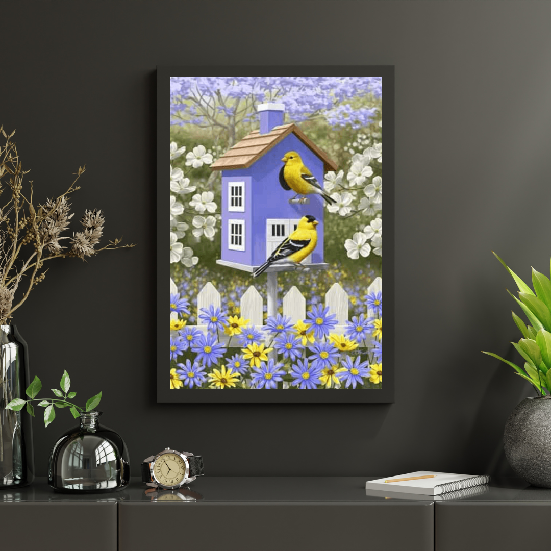 Diamantmalerei Vogel im Blumengarten - SEOS Shop ®