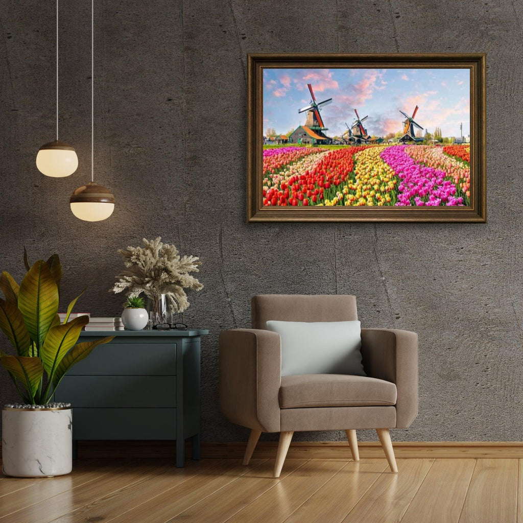 Diamond Painting Windmühlen mit holländischen Tulpen - SEOS Shop ®