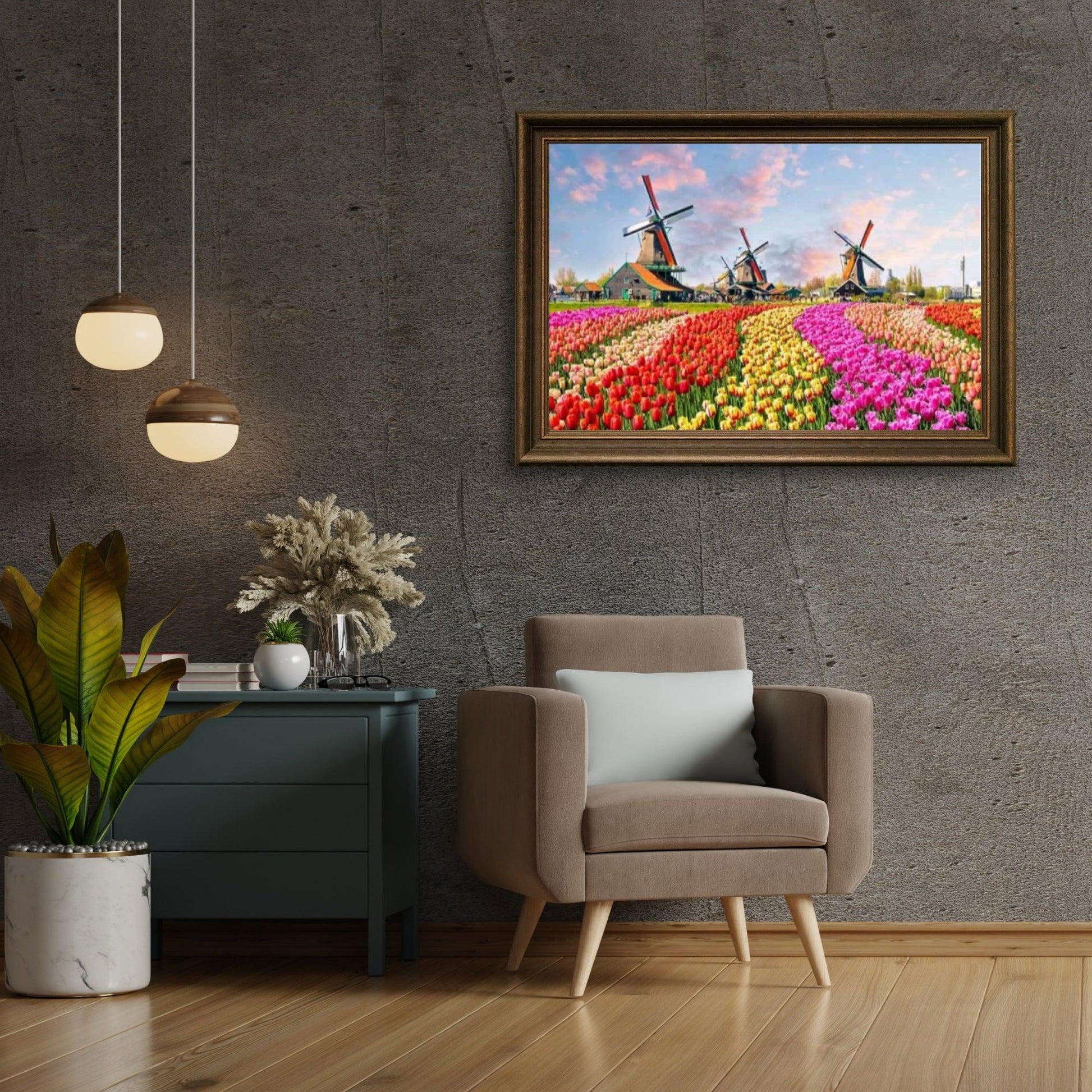Diamond Painting Windmühlen mit holländischen Tulpen - SEOS Shop ®