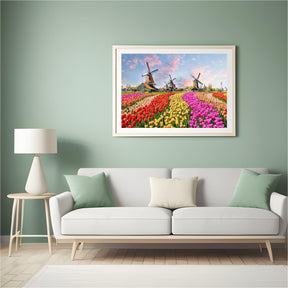 Diamond Painting Windmühlen mit holländischen Tulpen - SEOS Shop ®