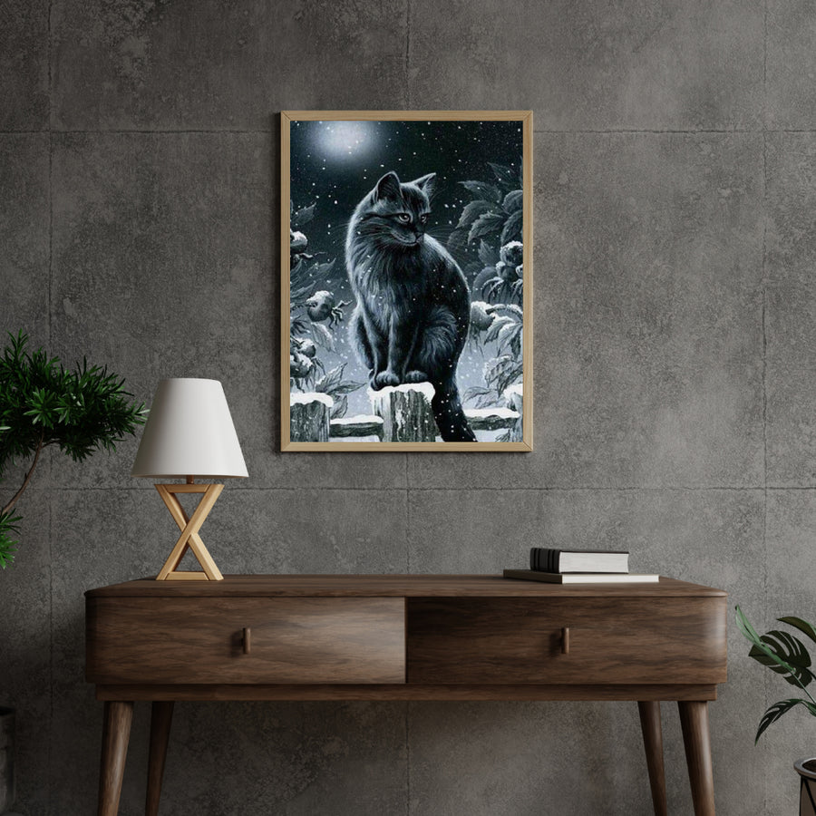 Diamantmalerei Winter Schwarze Katze - SEOS Shop ®