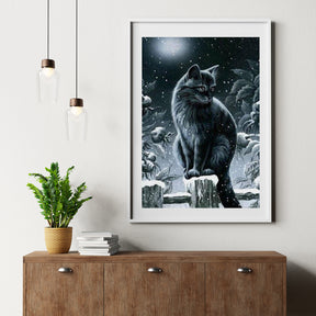 Diamantmalerei Winter Schwarze Katze - SEOS Shop ®