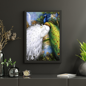 Diamantmalerei Weiße und blaue Pfauen - SEOS Shop ®
