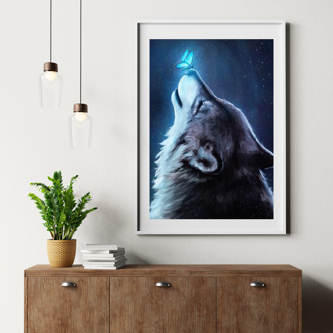 Diamond Painting Wolf mit Schmetterling - SEOS Shop ®