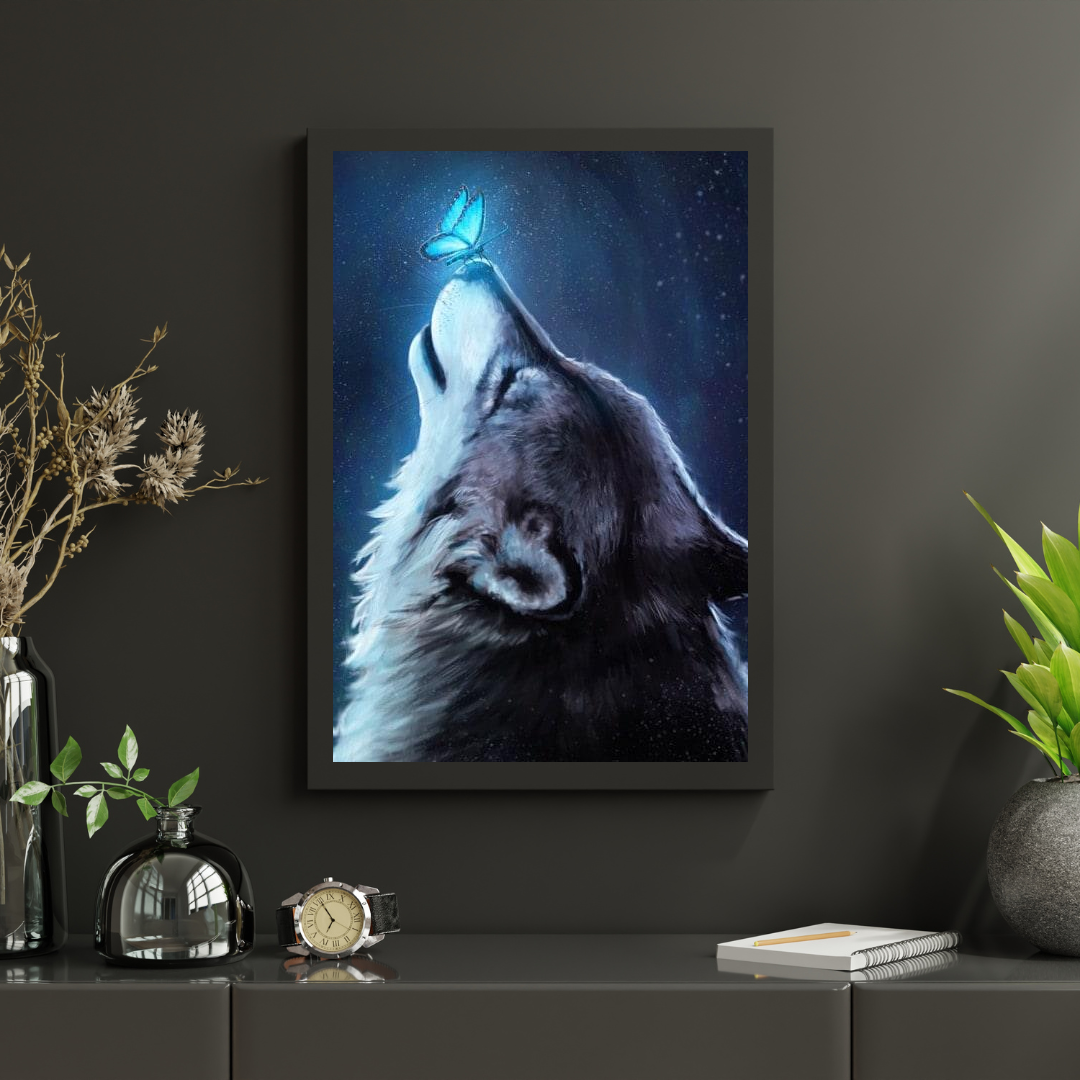 Diamond Painting Wolf mit Schmetterling - SEOS Shop ®