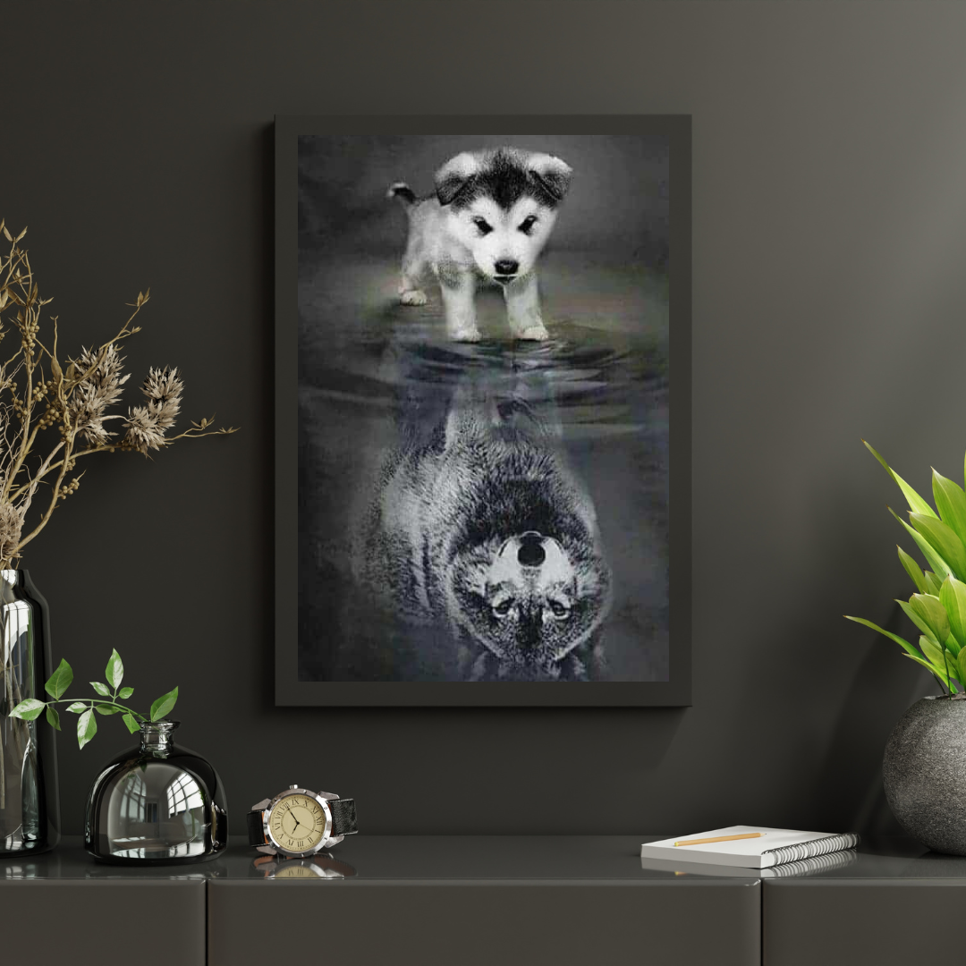Diamantmalerei Wolfsjunges im Spiegelbild – SEOS Shop ®