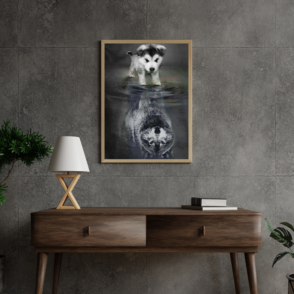 Diamantmalerei Wolfsjunges im Spiegelbild – SEOS Shop ®