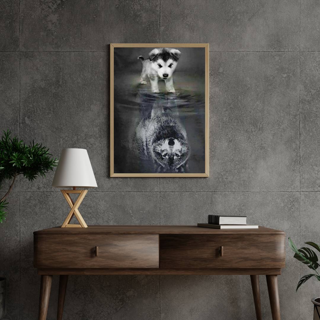 Diamantmalerei Wolfsjunges im Spiegelbild – SEOS Shop ®