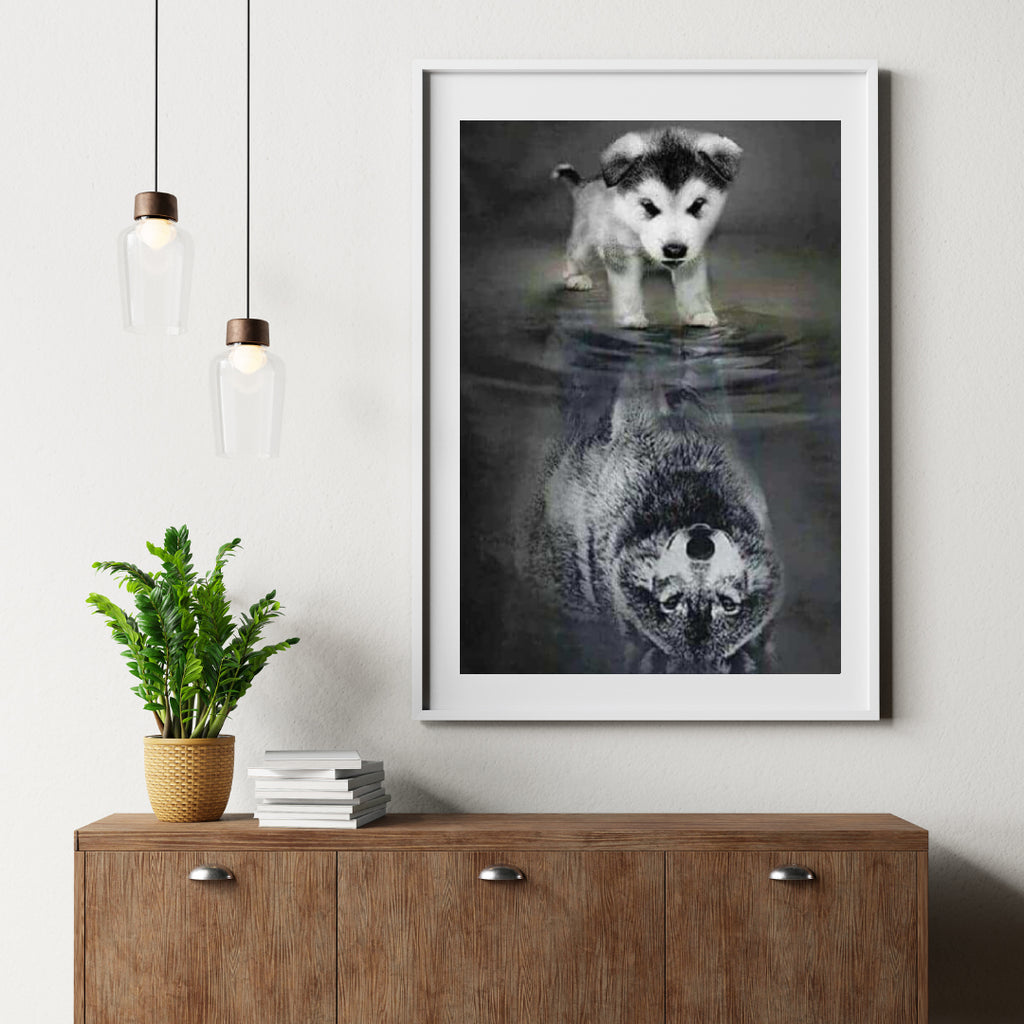 Diamantmalerei Wolfsjunges im Spiegelbild – SEOS Shop ®