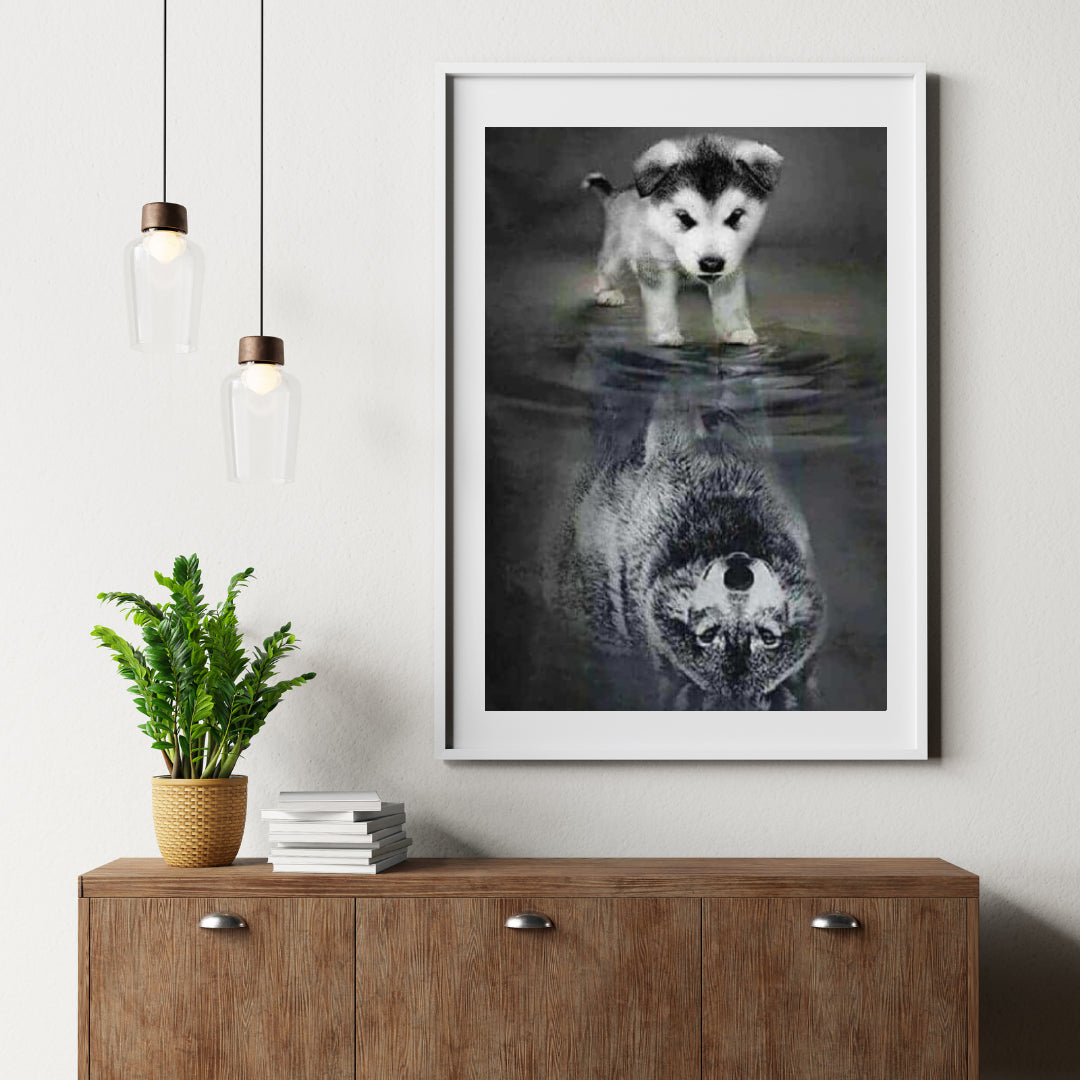 Diamantmalerei Wolfsjunges im Spiegelbild – SEOS Shop ®