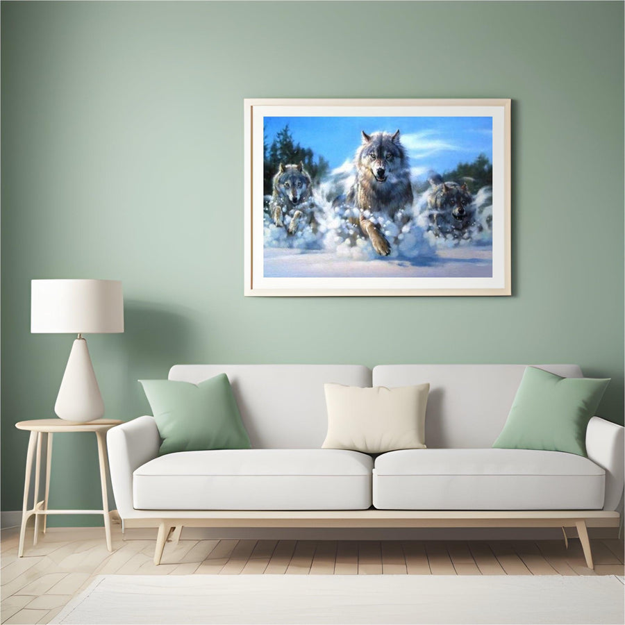 Diamond Painting Wölfe rennen im Schnee – SEOS Shop ®