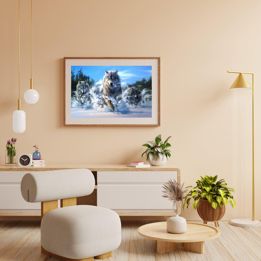Diamond Painting Wölfe rennen im Schnee – SEOS Shop ®