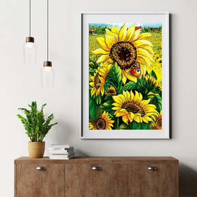 Diamantmalerei Sonnenblumen mit Schmetterling - SEOS Shop ®