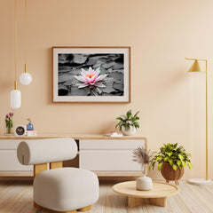Diamantmalerei Schwarz-Weiß-Foto mit rosa Seerose – SEOS Shop ®