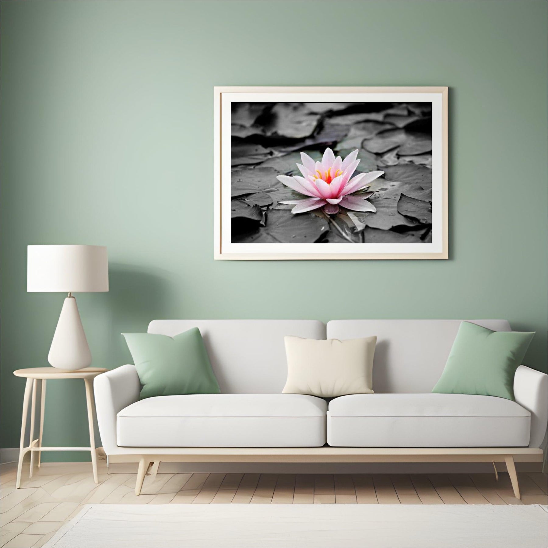 Diamantmalerei Schwarz-Weiß-Foto mit rosa Seerose – SEOS Shop ®