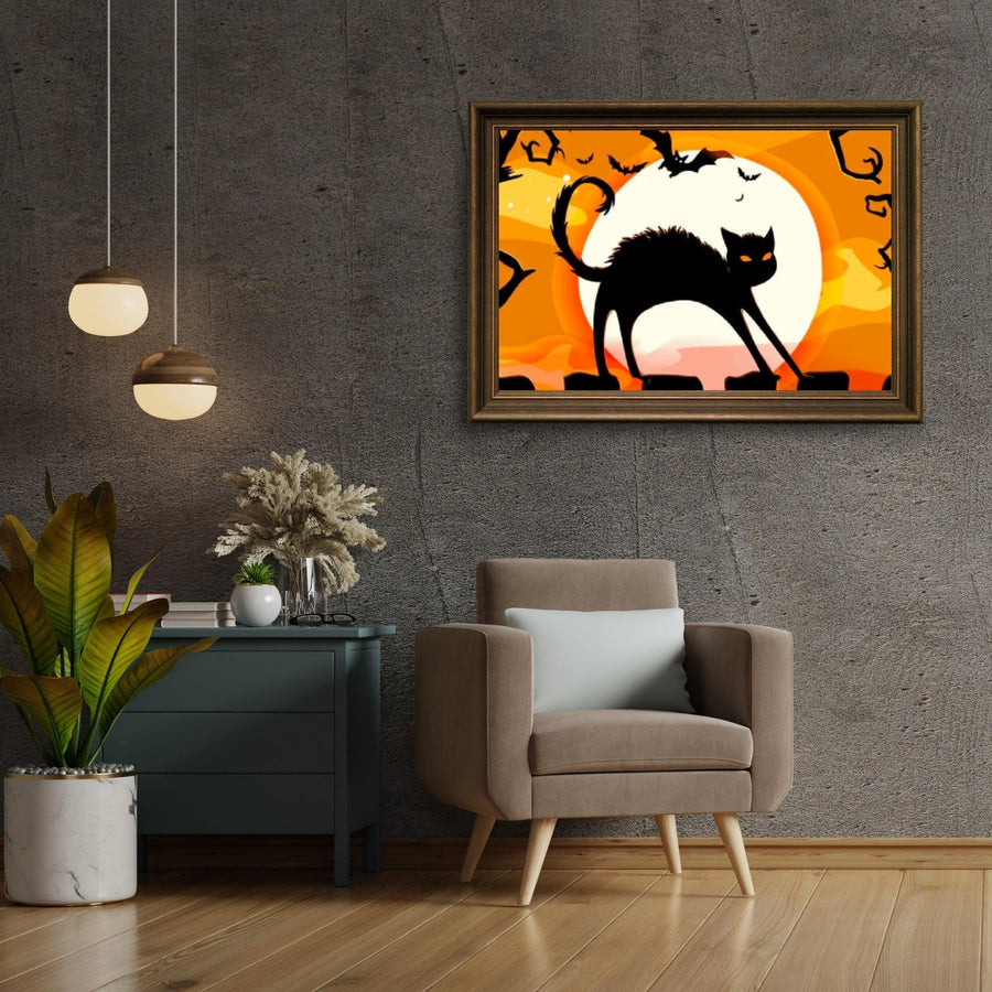 Diamantmalerei Schwarze Katze in der Nacht - SEOS Shop ®