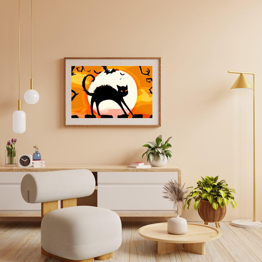 Diamantmalerei Schwarze Katze in der Nacht - SEOS Shop ®