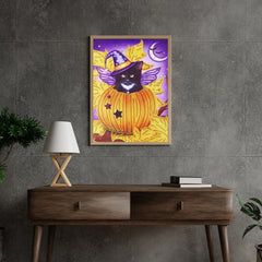 Diamantmalerei Schwarze Katze im Kürbis - SEOS Shop ®
