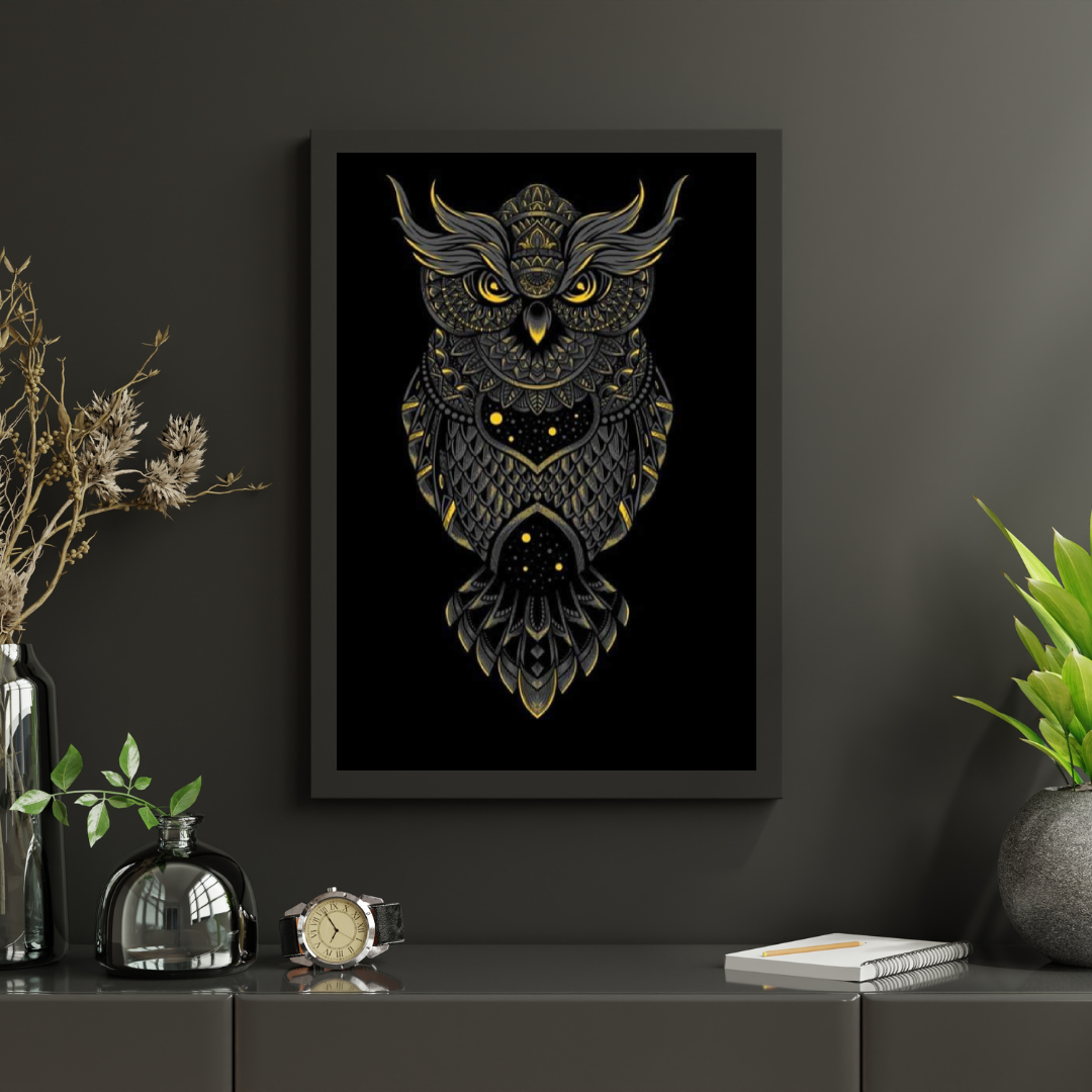 Diamantmalerei Schwarze und gelbe Eule - SEOS Shop ®
