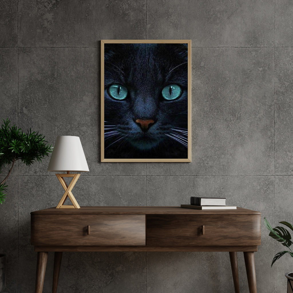Diamantmalerei Schwarze Katze und blaue Augen - SEOS Shop ®