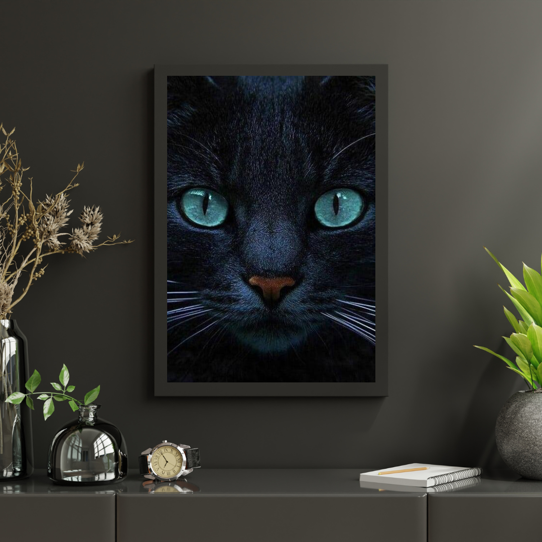 Diamantmalerei Schwarze Katze und blaue Augen - SEOS Shop ®