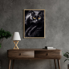 Diamantmalerei Schwarze Katze und gelbe Augen - SEOS Shop ®