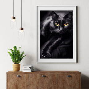 Diamantmalerei Schwarze Katze und gelbe Augen - SEOS Shop ®