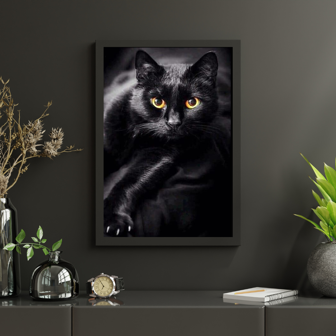 Diamantmalerei Schwarze Katze und gelbe Augen - SEOS Shop ®
