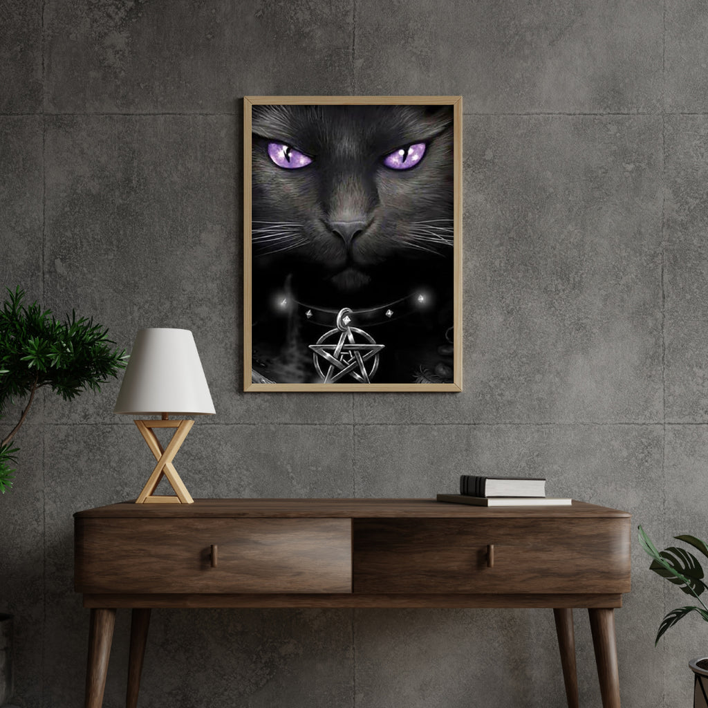 Diamantmalerei Schwarze Katze und lila Augen - SEOS Shop ®