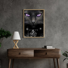 Diamantmalerei Schwarze Katze und lila Augen - SEOS Shop ®