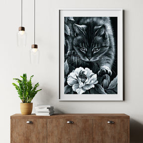 Diamantmalerei Schwarze Katze mit Blume und Biene - SEOS Shop ®