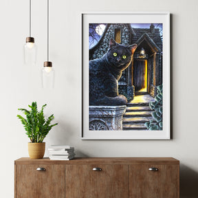 Diamantmalerei Schwarze Katze mit grünen Augen - SEOS Shop ®