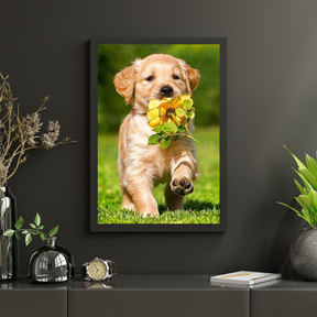 Diamond Painting Labrador Welpe mit Blume - Komplett - SEOS Shop®