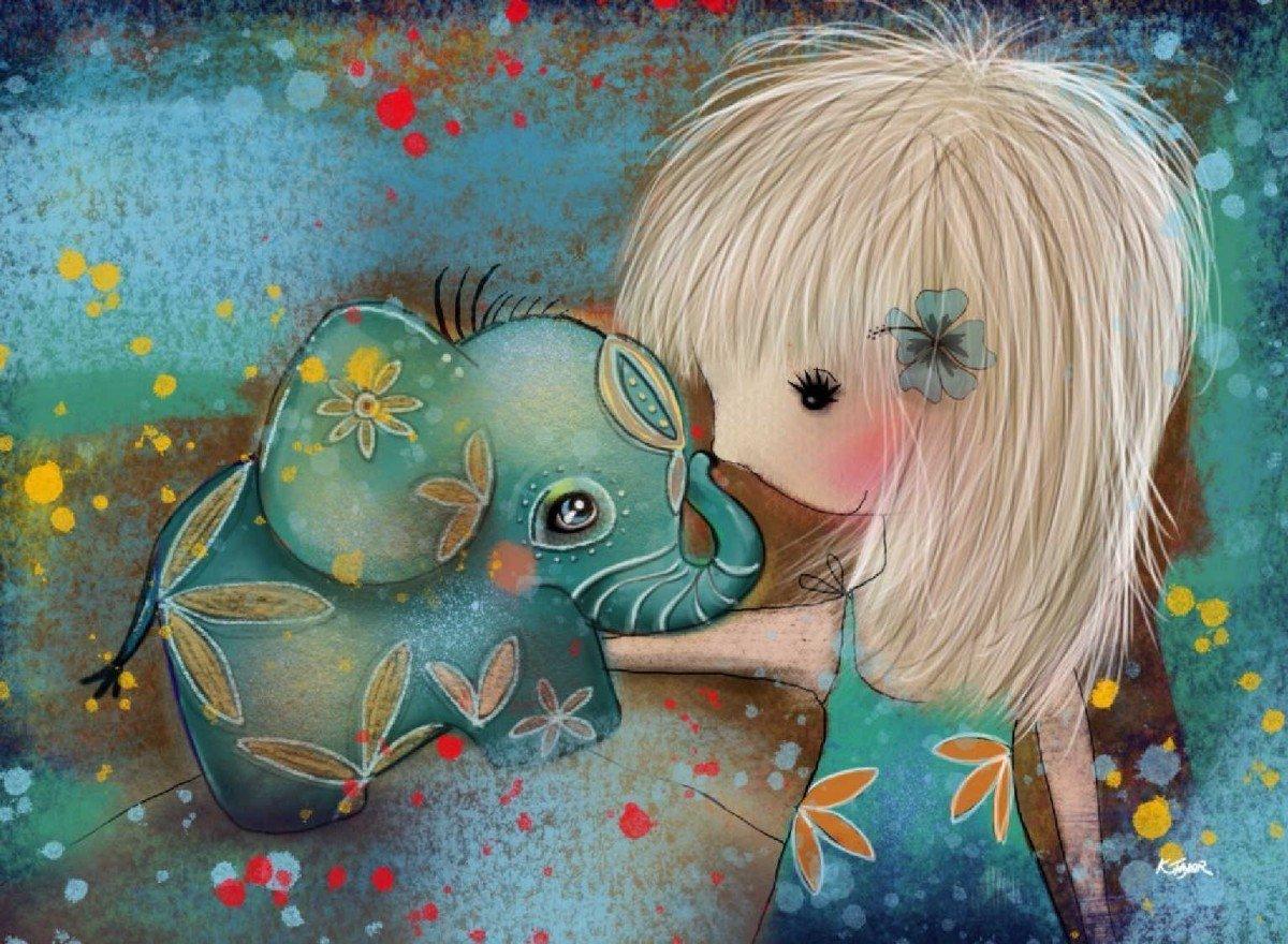 Diamond Painting Elefant mit Mädchen - SEOS Shop®