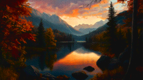 Diamantmalerei - Goldener Sonnenuntergangssee