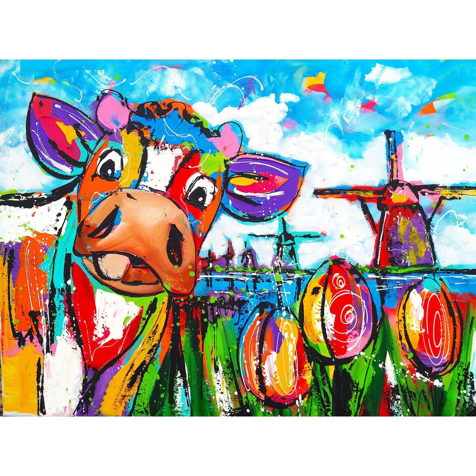 Diamond Painting Koe Met Molen – volledig ontwerp
